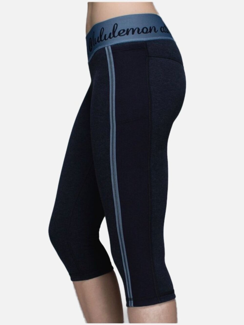 LULULEMON Inner Essence Crop Leggings Heathered Naval Blue 8